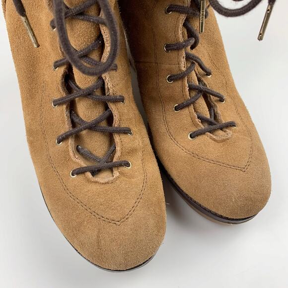 Michael Michael Kors Ankle Boots Wedge Heel Booties Tan Suede Women's 10 - Picture 4 of 12